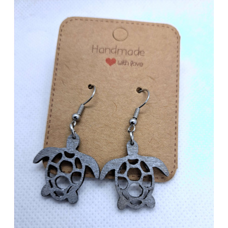 Turtle Earrings - Hand Finished with Silver Gilt Wax