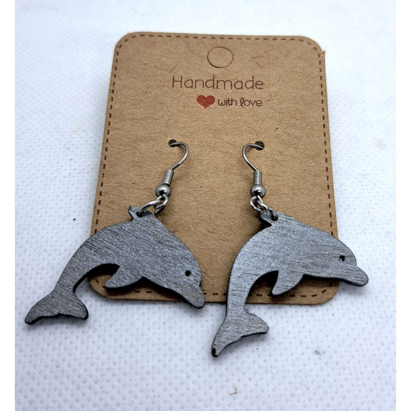 Dolphin Earrings - Hand Finished with Silver Gilt Wax