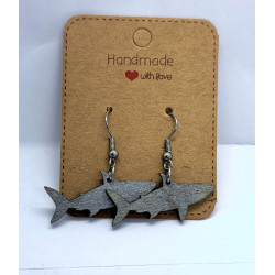 Shark (Swimming) Earrings - Hand Finished with Silver Gilt Wax