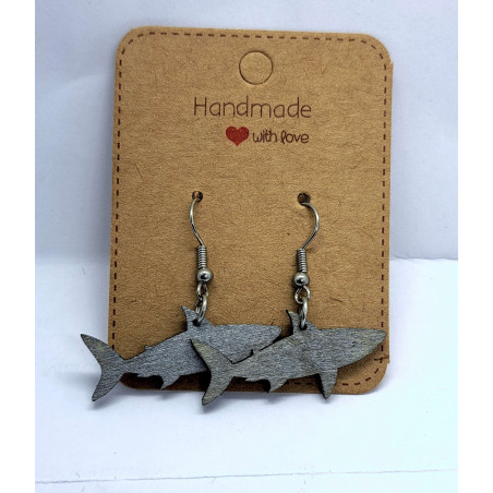 Shark (Swimming) Earrings - Hand Finished with Silver Gilt Wax