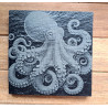 Natural Slate Coaster - Laser Engraved Octopus Design (10x10 cm)