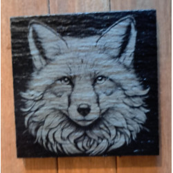 Slate coaster, fox design meticulously laser engraved