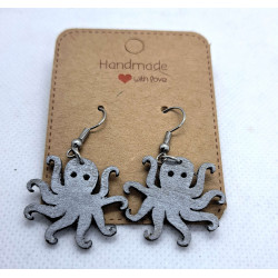 Octopus Earrings - Hand Finished with Silver Gilt Wax