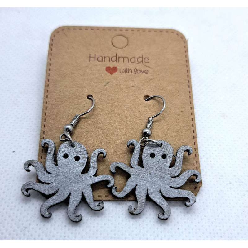 Octopus Earrings - Hand Finished with Silver Gilt Wax