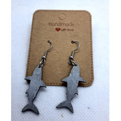 Laser Cut Shark Earrings - Hand Finished with Silver Gilt Wax