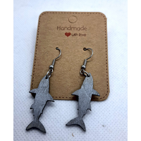 Laser Cut Shark Earrings - Hand Finished with Silver Gilt Wax